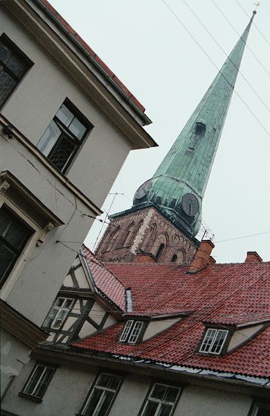 The spire of St. John's Church in Old Riga