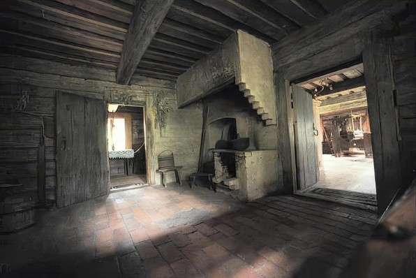 A old homestead interior at the Open-Air Ethnographic Museum, Rīga, Latvia